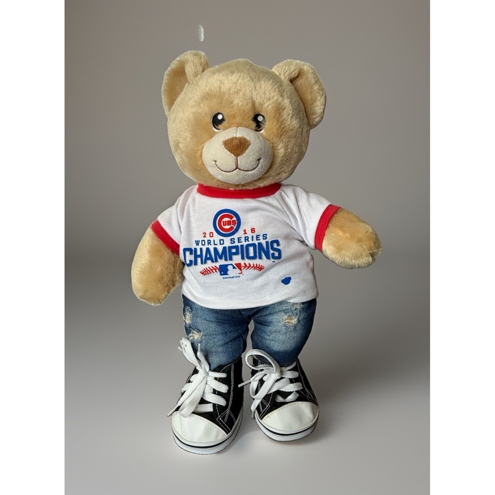 Build A Bear Plush 16" Chicago Cubs 2016 World Series Champions Outfit Shoes EUC